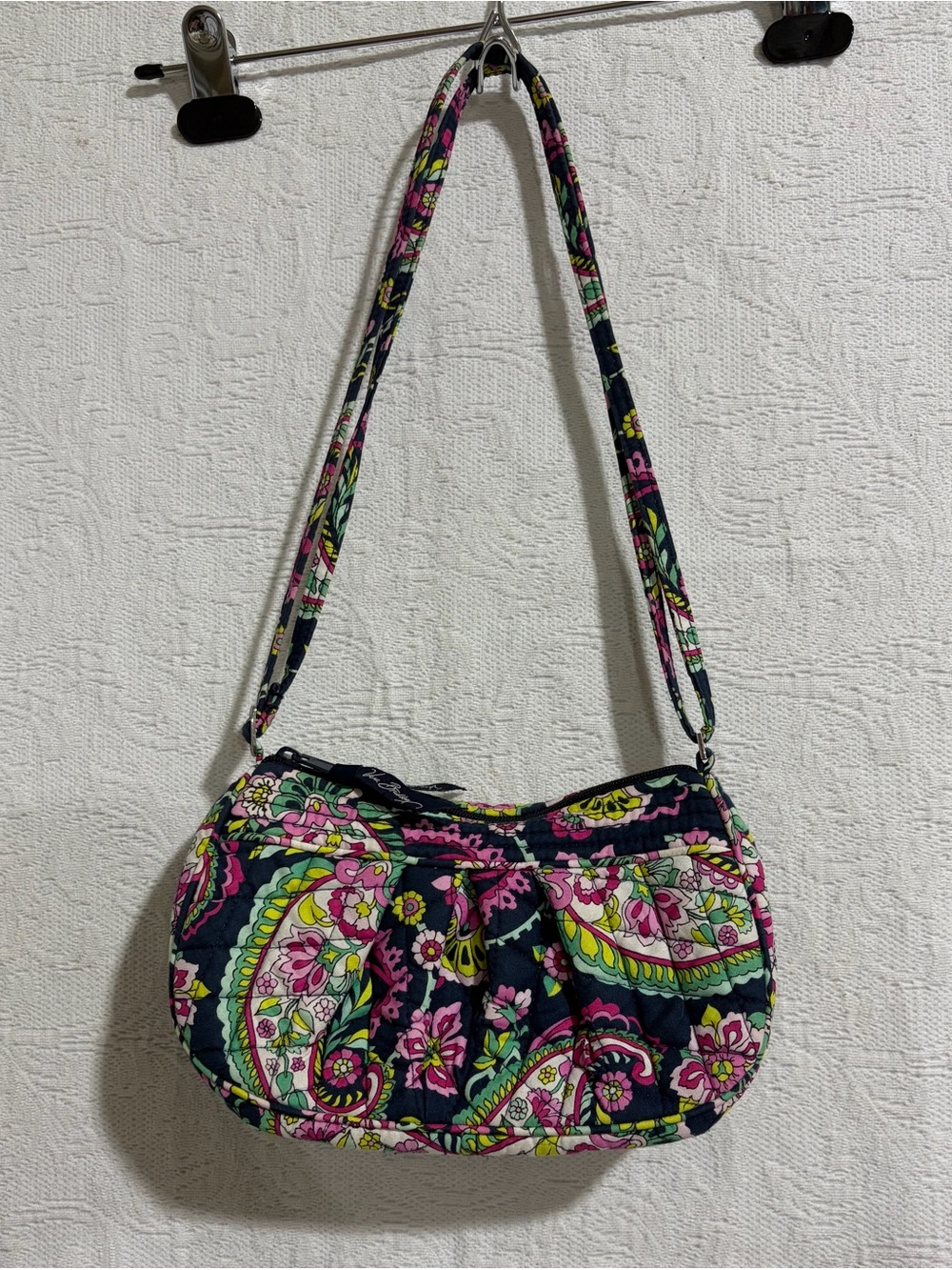Vera Bradley Crossbody Bag Frannie Retired Petal Paisley Navy Quilted Purse